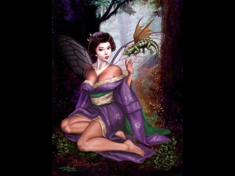 Fairy with Dragon — Purple