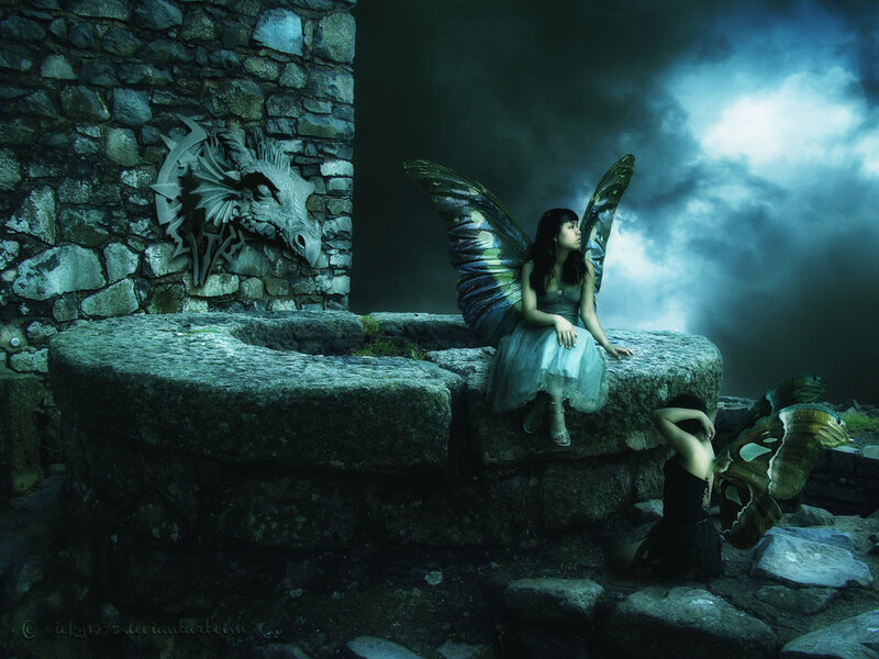 Fairy with Dragon Sculpture