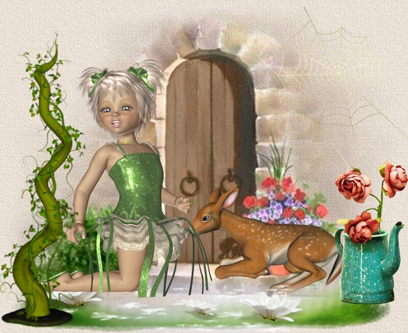 Fairy with Fawn — Green