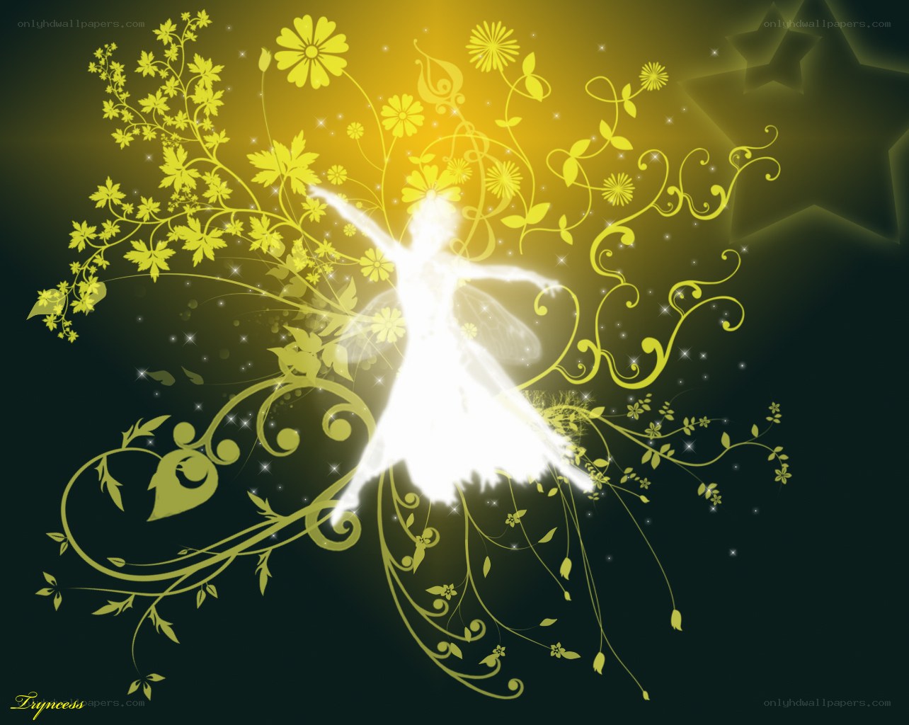 fairy with floral design