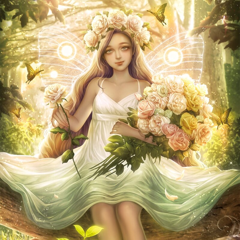 Fairy with Flower Bouquet