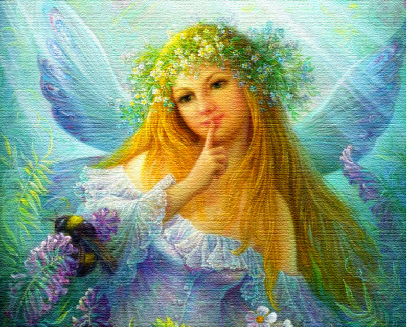 Fairy with Flower Crown — Blue, Serene