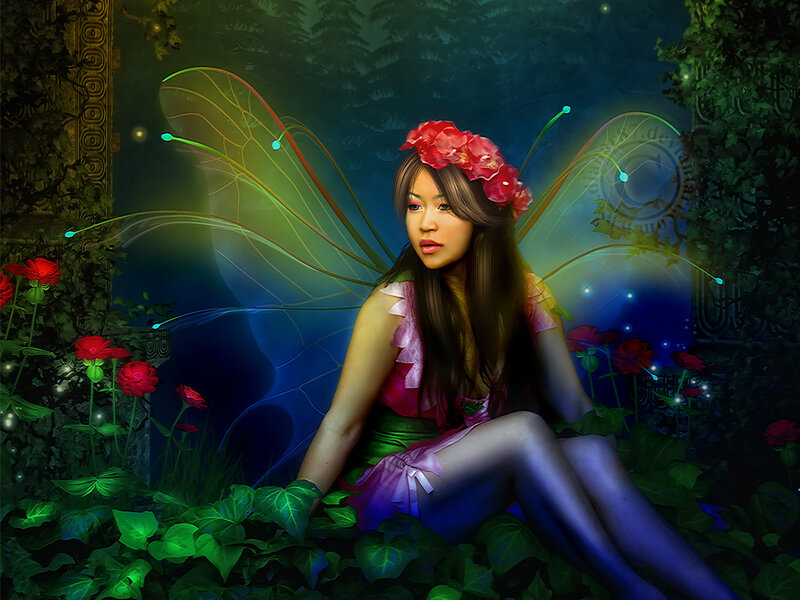 Fairy with Flower Crown — Green, Serene