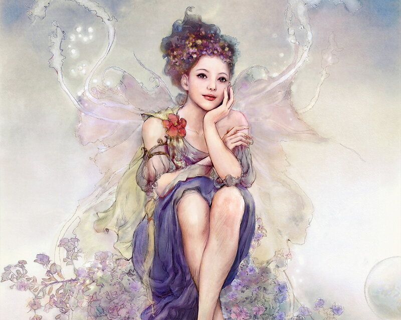 Fairy with Flower Crown — Purple