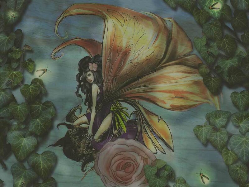 Fairy with Flower Wings — Green