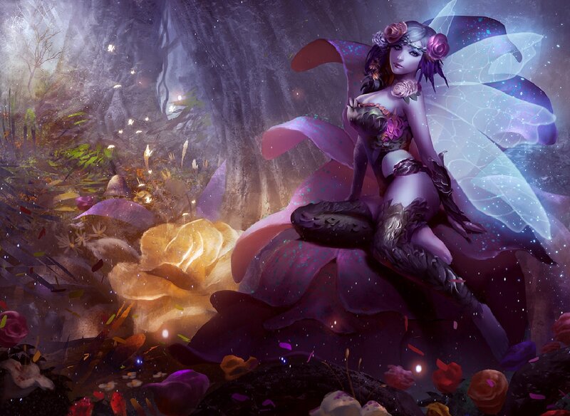 Fairy with Flower Wings — Purple, Mystical