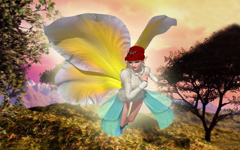 Fairy with Flower Wings — Yellow
