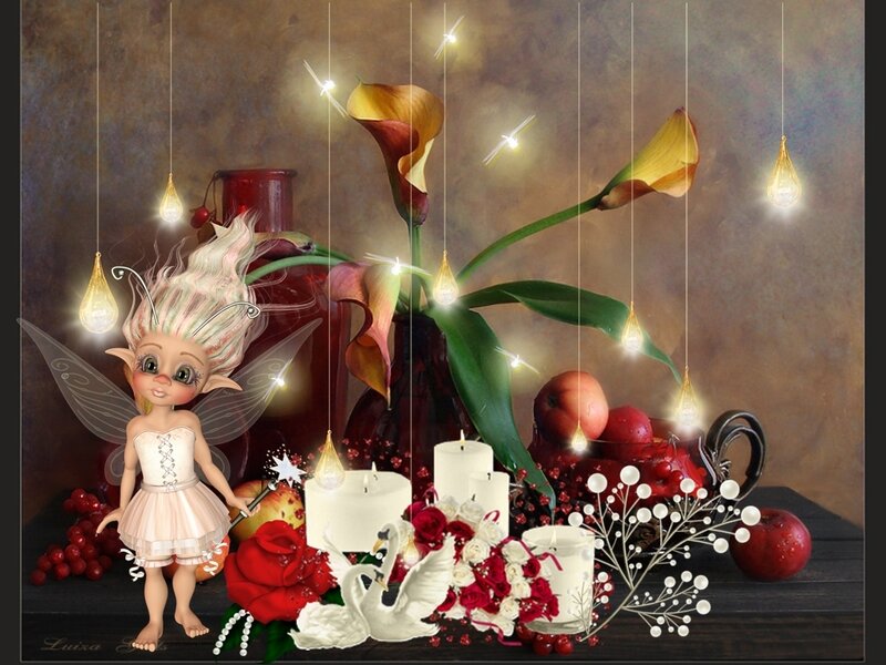 Fairy with Flowers and Candles