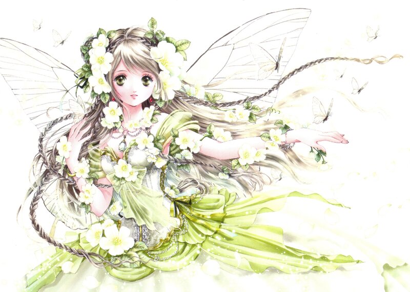 Fairy with Flowers — Green