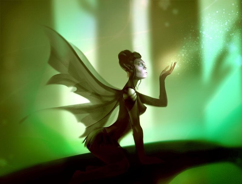 fairy with glowing hand