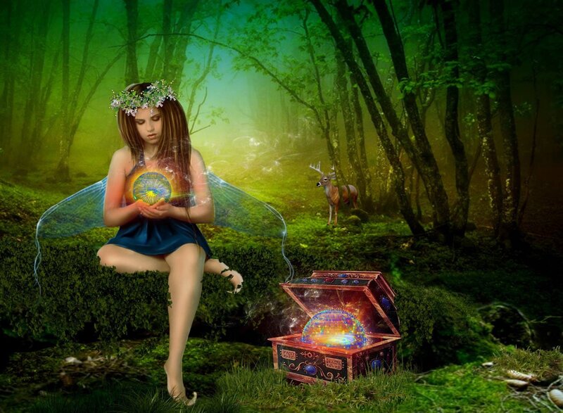 Fairy with Glowing Orb — Green