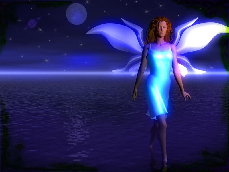 Fairy with Glowing Wings — Blue
