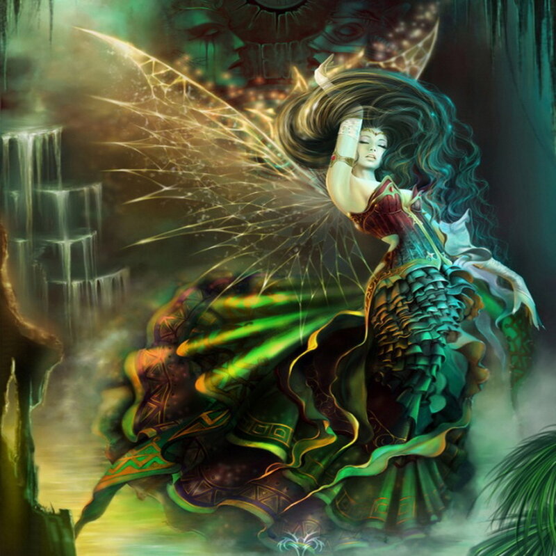 Fairy with Glowing Wings — Green