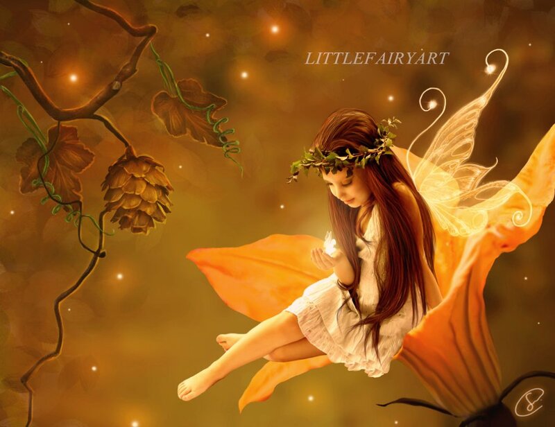 Fairy with Glowing Wings — Orange, Serene
