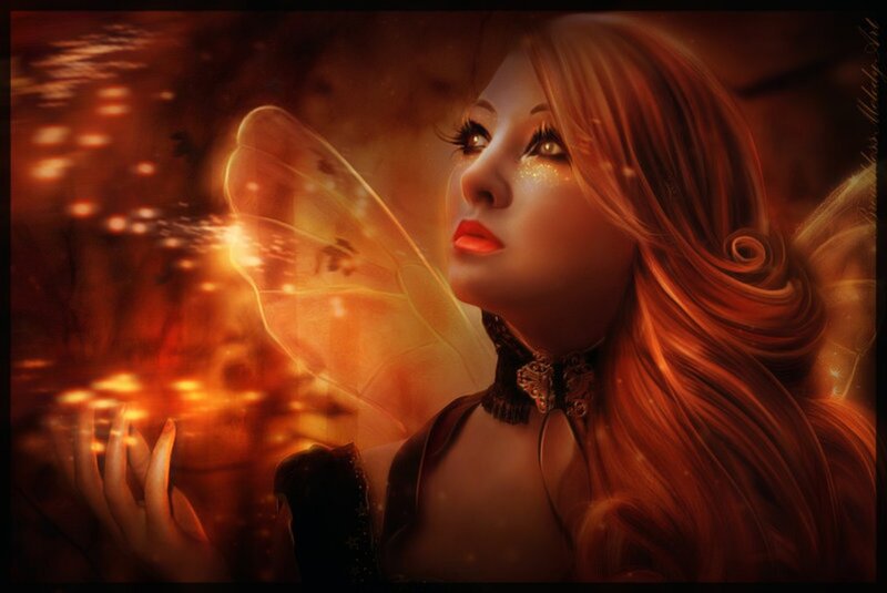 Fairy with Glowing Wings — Orange
