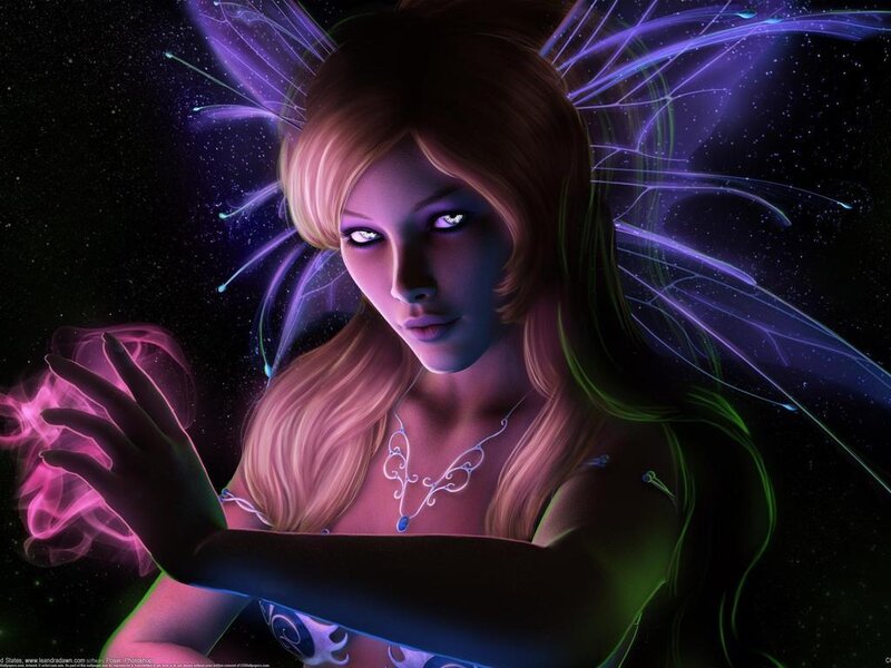Fairy with Glowing Wings — Purple, Dramatic, Night