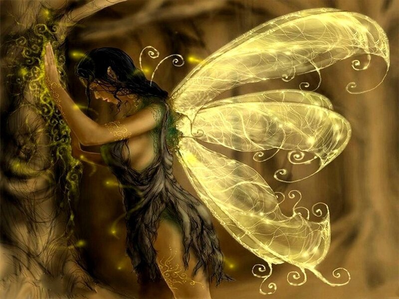 Fairy with Glowing Wings — Yellow, Mystical