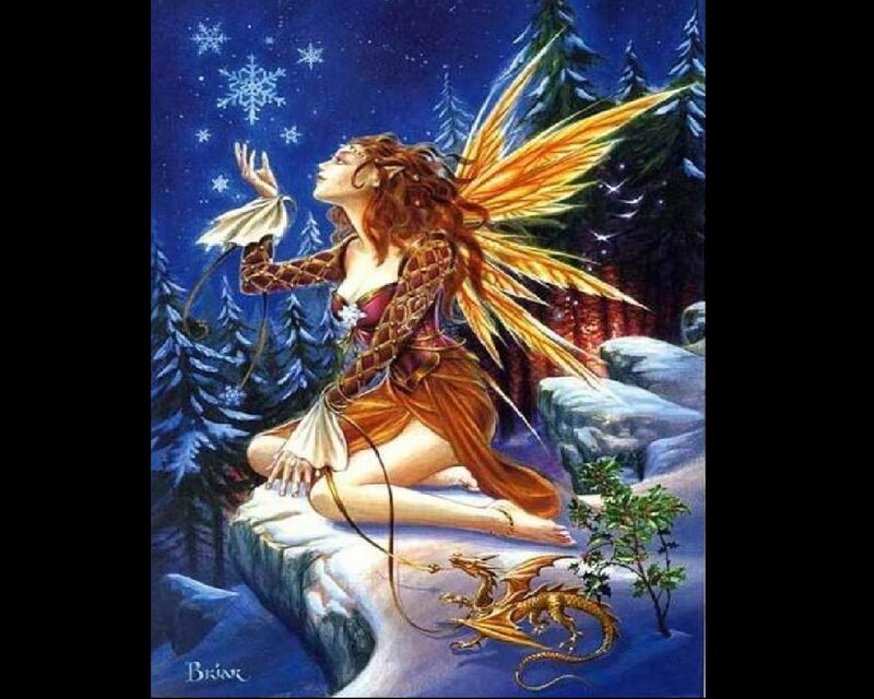 Fairy with Golden Wings — Blue, Serene