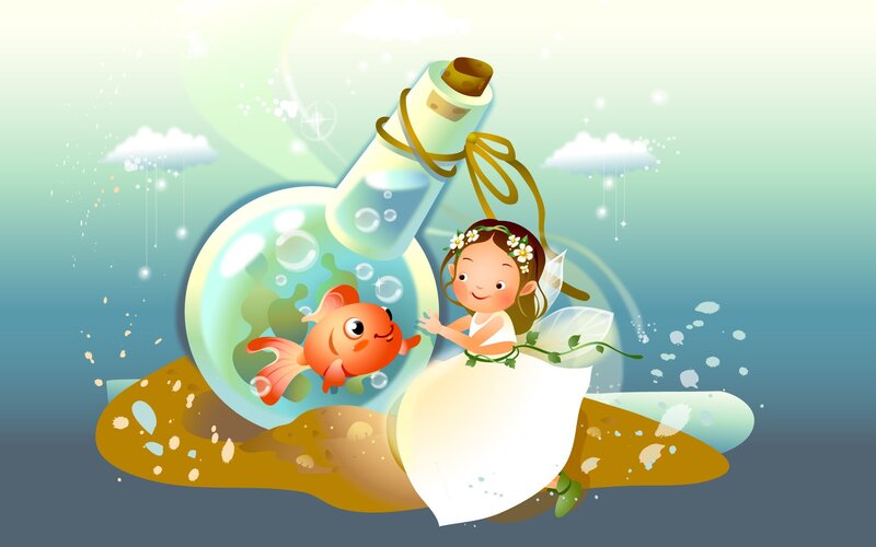 Fairy with Goldfish in Bottle