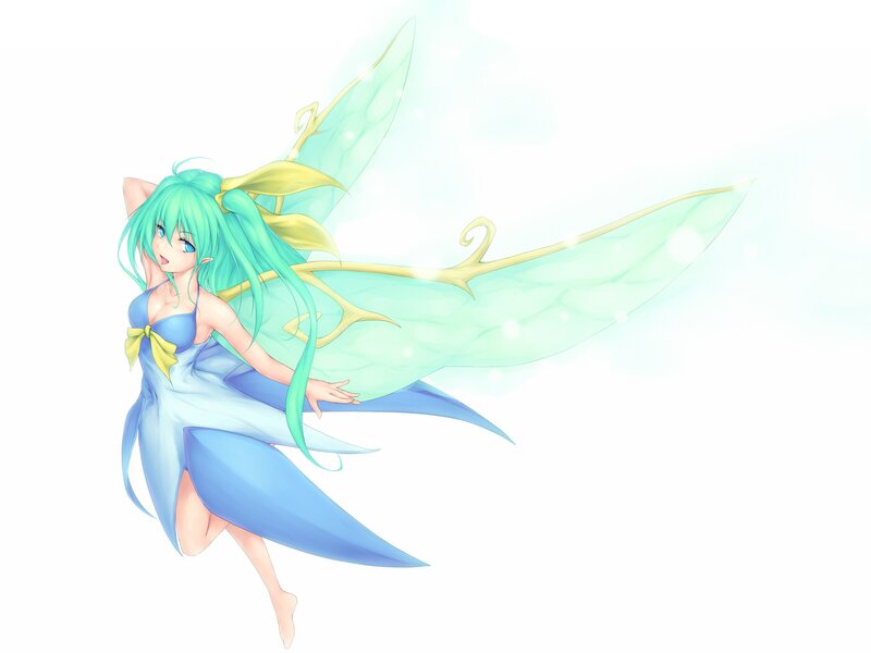 fairy with green hair flying