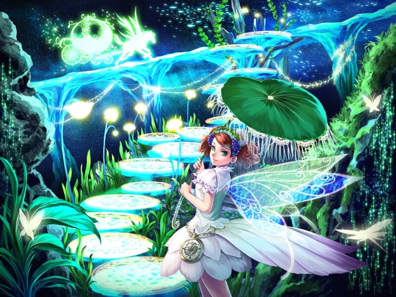 Fairy with Green Umbrella
