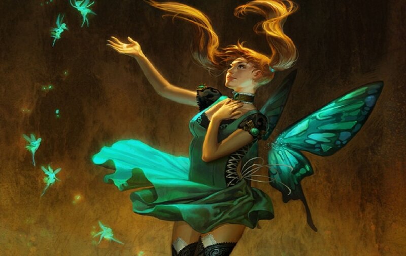 Fairy with Green Wings — Dramatic