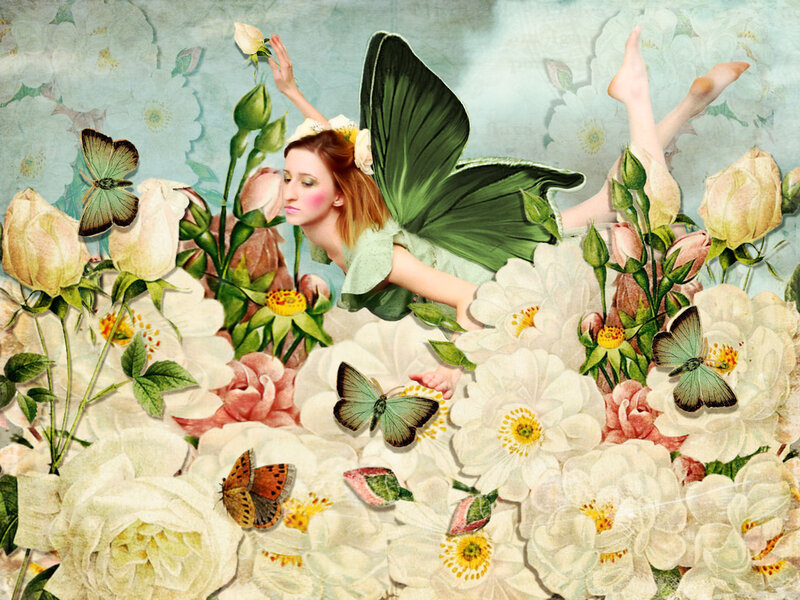 Fairy with Green Wings — Dreamy, Spring