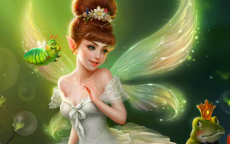 Fairy with Green Wings — Magical, Digital Art