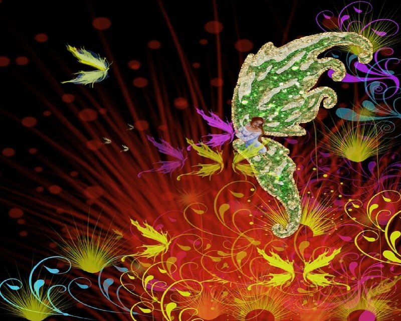 Fairy with Green Wings — Red