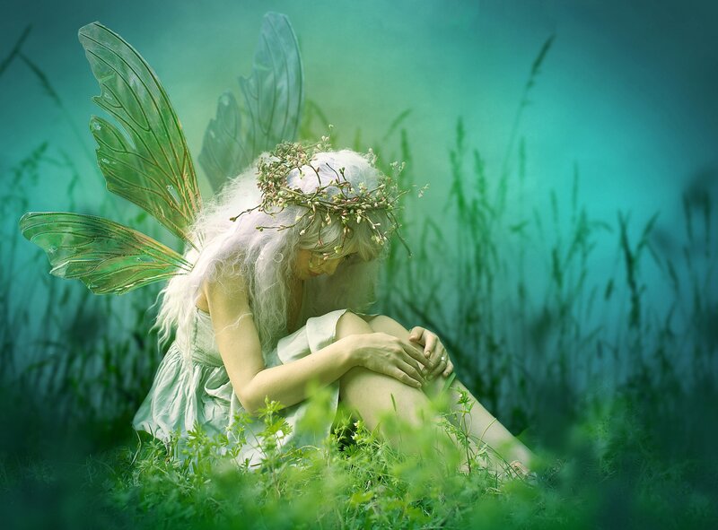 Fairy with Green Wings — Serene, Digital Art, Crown