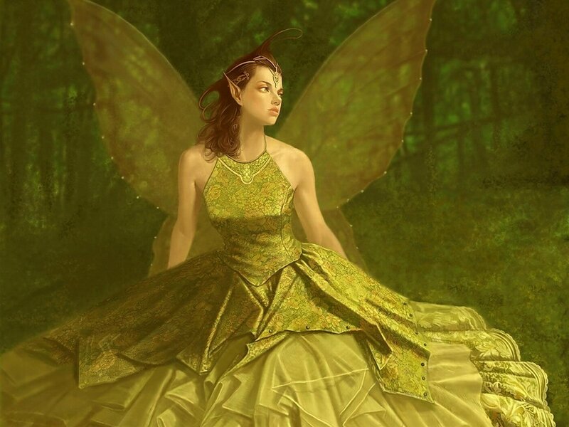 Fairy with Green Wings — Serene, Digital Art, Elf Ears