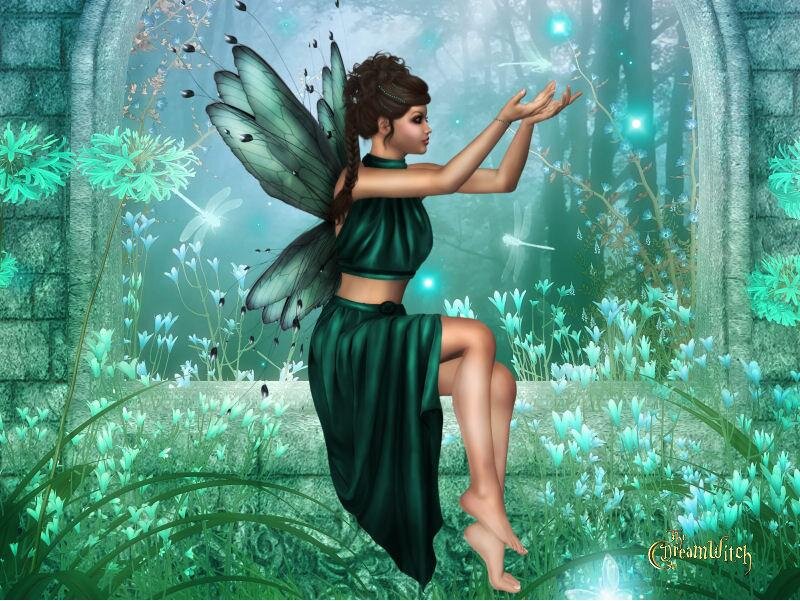Fairy with Green Wings — Serene, Magical