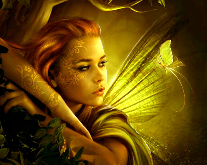 Fairy with Green Wings — Serene, Night