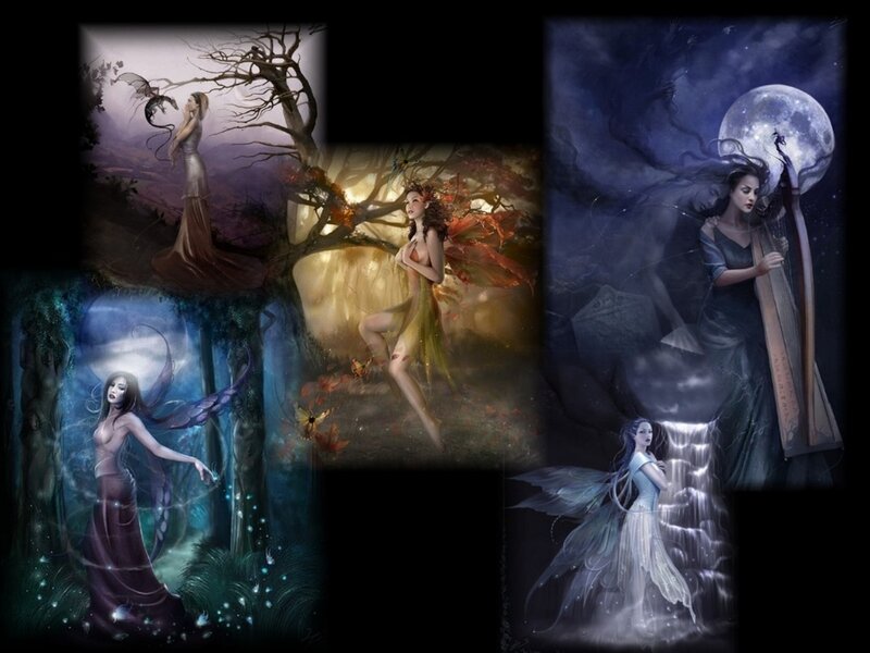 Fairy with Harp — Blue