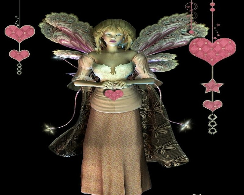 fairy with heart decorations