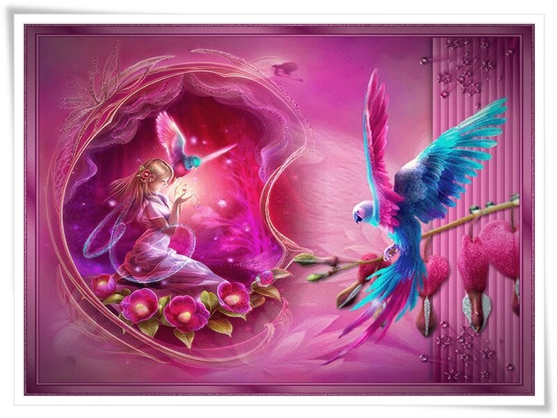 Fairy with Hummingbird — Pink, Fantasy