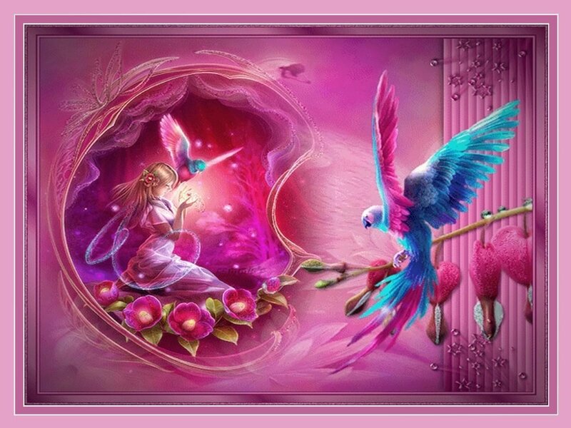 Fairy with Hummingbird — Pink