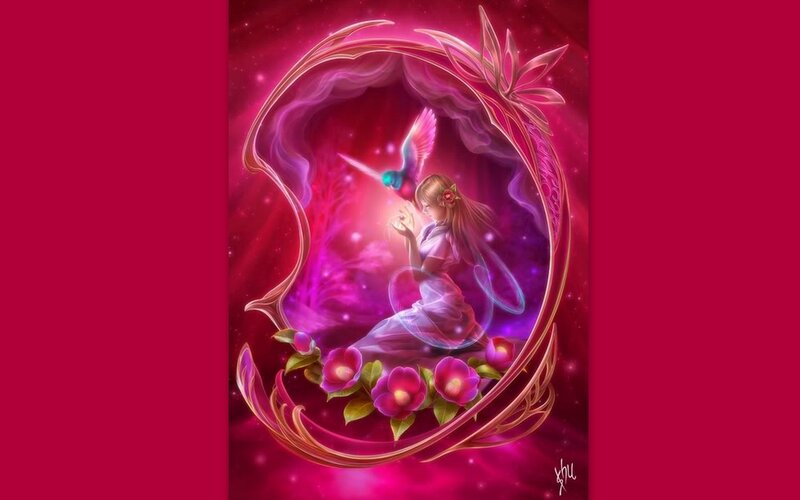 fairy with hummingbird
