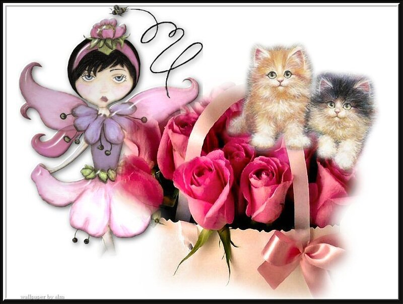 Fairy with Kittens and Roses