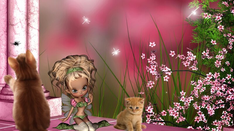 Fairy with Kittens — Pink