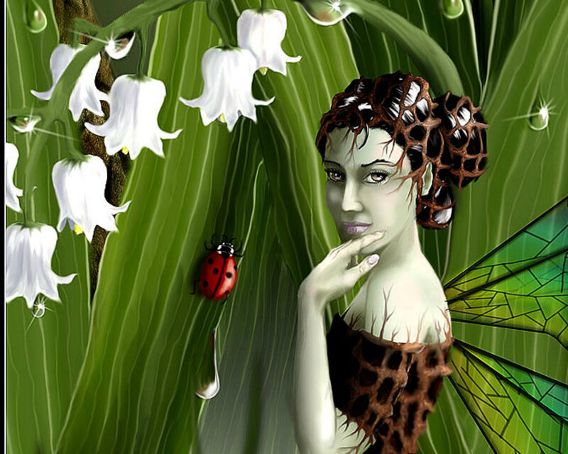 Fairy with Ladybug — Green