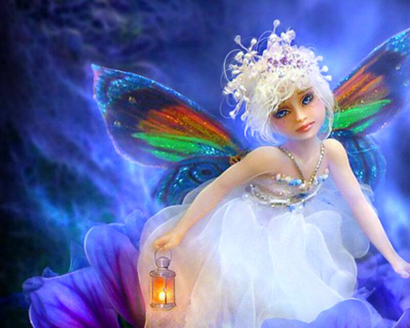 Fairy with Lantern — Blue, Magical