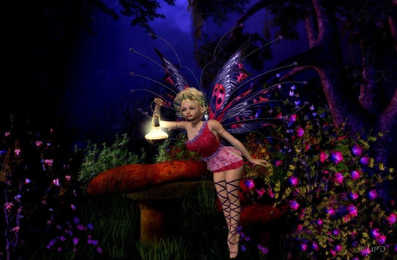 Fairy with Lantern — Purple, Mystical