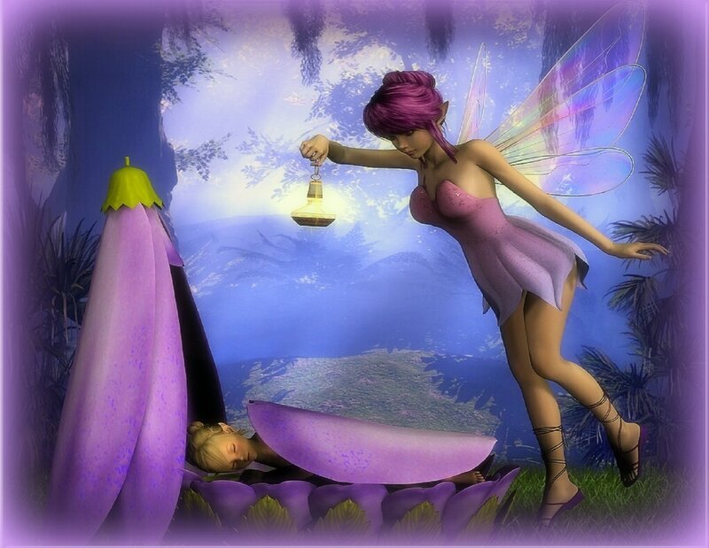 Fairy with Lantern — Purple