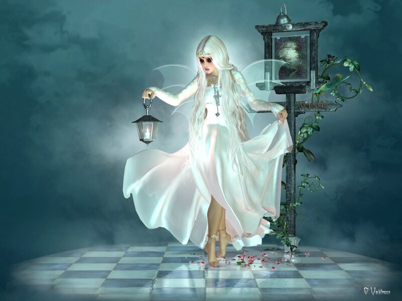 Fairy with Lantern — White