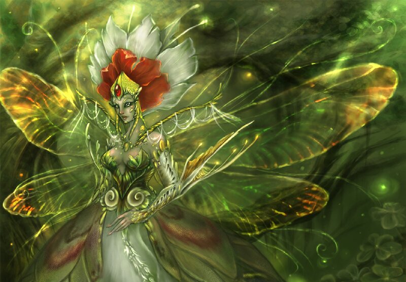 Fairy with Large Wings — Green