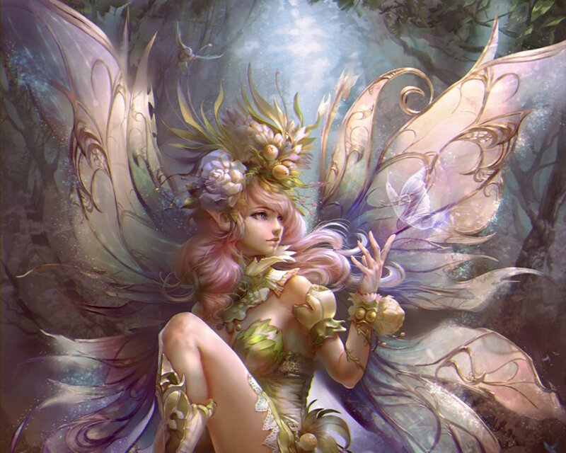 Fairy with Large Wings — Pink
