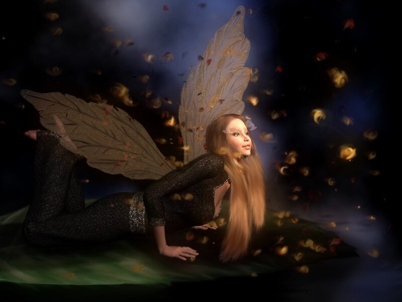 Fairy with Leaf Wings — Black, Dramatic