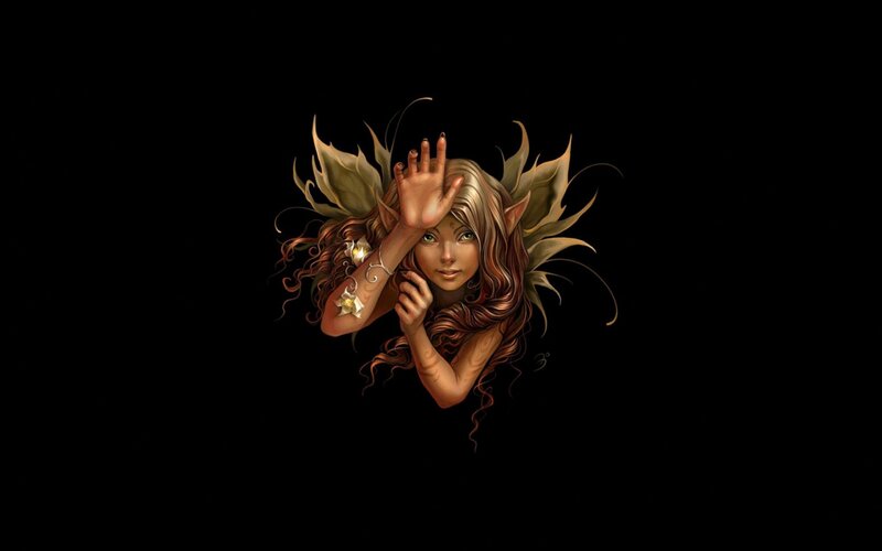 Fairy with Leaf Wings — Black, Mysterious