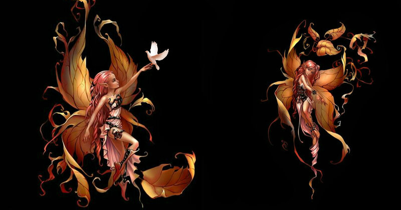 Fairy with Leaf Wings — Black, Serene